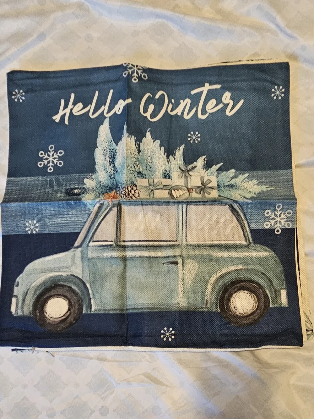 Holiday 'Merry Christmas' Decorative Pillow Cover - Ivory and Navy